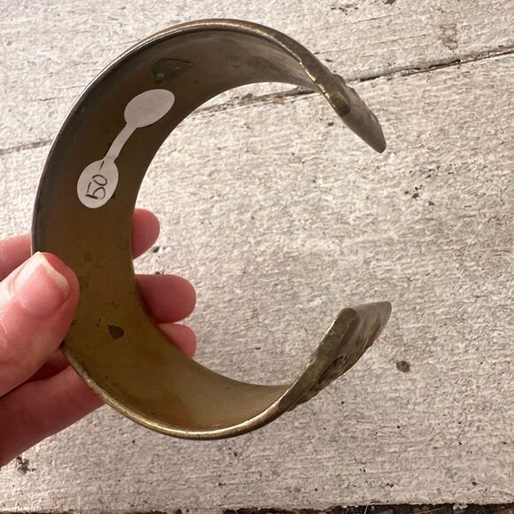 Vintage 70s Mix Metal Modernist Cuff Bracelet - Picture 3 of 8